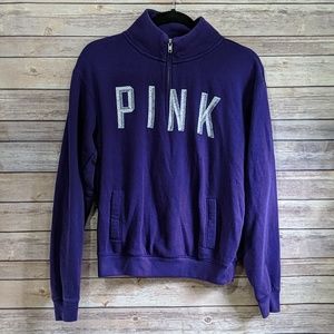 PINK Victoria Secret 3/4 Zip Logo Purple Sweater